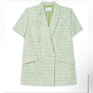 Nwt- Stradivarius - Green Tweed Blazer-M